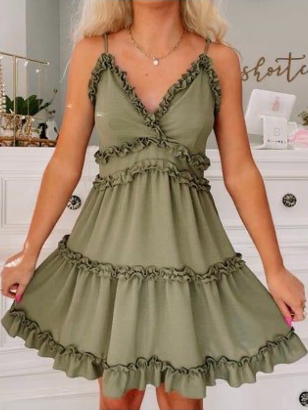 NWOT Ruffle Tiered Spaghetti Strap Dress - size L